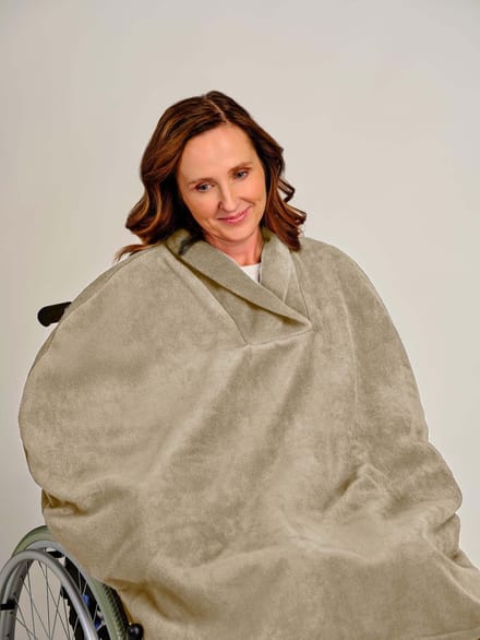 Rolstoelcape fleece - Winter poncho fleece - Dames poncho - Aangepaste Rolstoel Cape - Beige