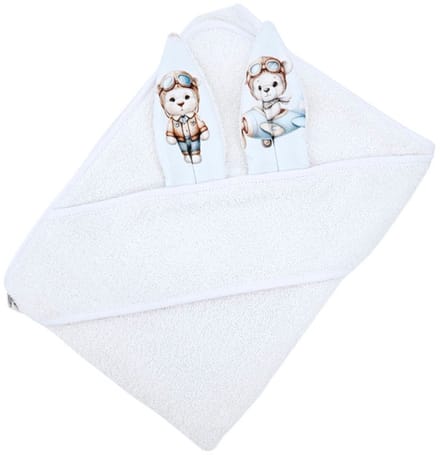 Cotton bathrobe Pilot Bear/White
