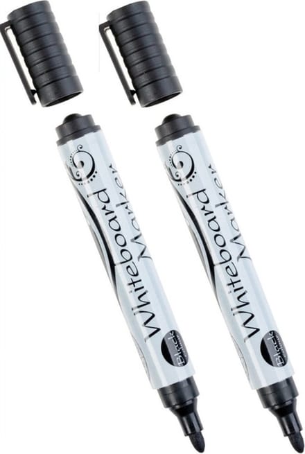 Whiteboard marker/stift - 2x - zwart - uitwisbaar - kantoor/school artikelen