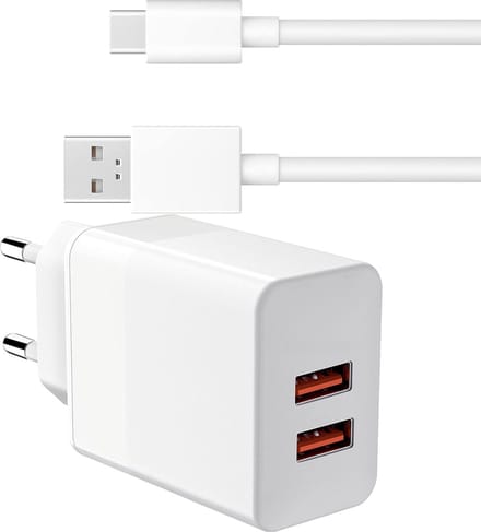 2.4A USB Lader met USB C Kabel - 1 Meter - 12W - Oplader voor o.a A54, A25, A24, A23, A53