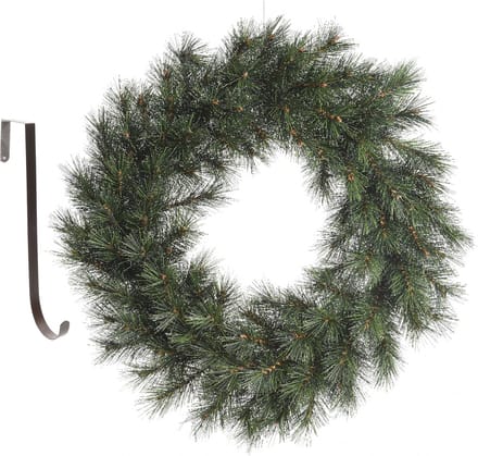 Kerstkrans - groen - 60 cm- kunststof - incl. ijzeren deurhanger