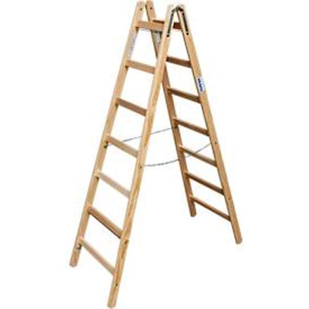 Dubbele trapladder, hout, 2 x 7 sporten
