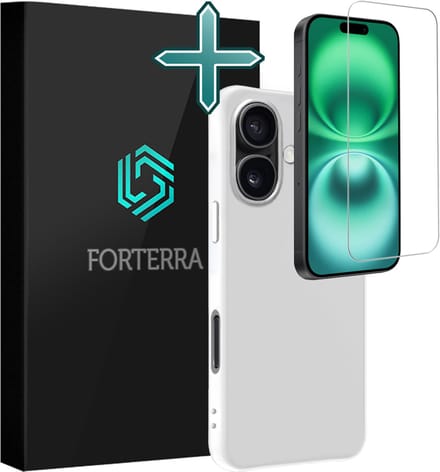 Hoesje Met Screenprotector - Geschikt voor Apple iPhone 16 - Sterk & Shockproof - Telefoon Hoes - Back Cover - Siliconen Case - Wit