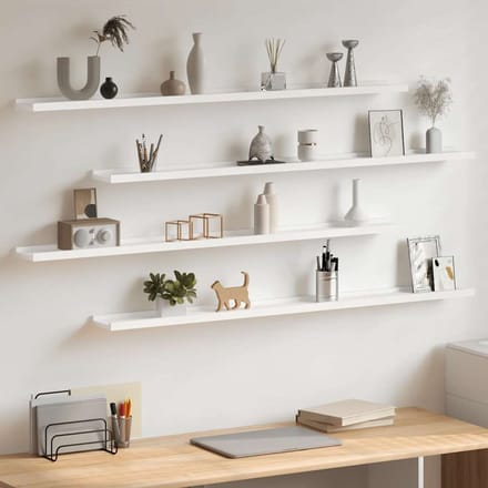 vidaXL - Wandschappen - 4 - st - 115x9x3 - cm - wit
