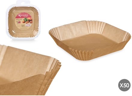 Kinvara Airfryer bakpapier - vierkant - 21 x 21 cm - anti kleef - bakfolie - 50x vellen - hittebestendig