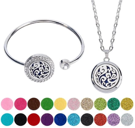 Dailygoods- Etherische Olie Diffuser - 2 Stuks Ketting - Boom van Leven/Wolk - Aromatherapie Armband - Legering Strass - 20 Navulpads