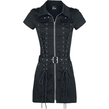 Banned Mod Dames Mini-jurk - zwart - XS