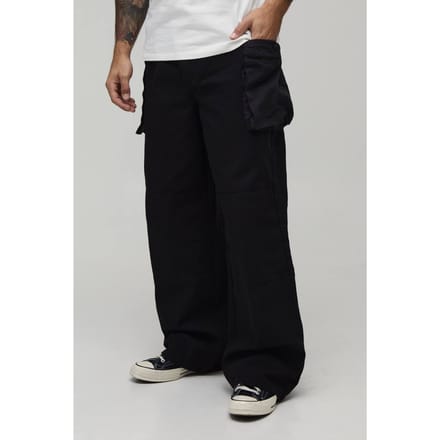 Baggy Fit Cargobroek Met Elastische Tailleband En Balg Zakken | Black | Size Small
