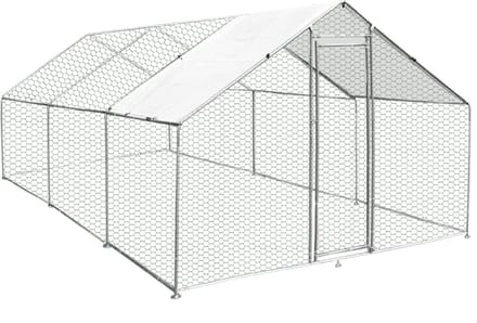 Kippenren vrijstaand - galvaniseerd - 4m x 6m x 2m - incl. dakhoezen