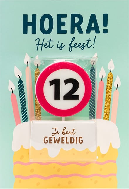 Verjaardagskaart met kaars | 12 jaar | Je bent geweldig