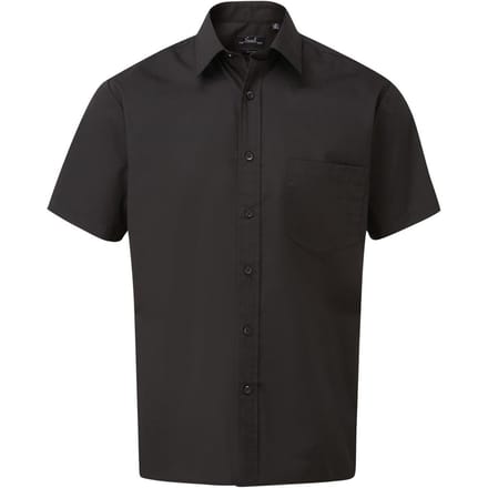 Premier Herenshirt met korte mouwen Popeline (Zwart)