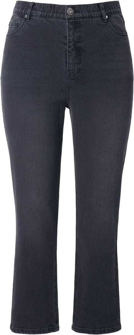 Studio Untold - Dames - Mom jeans wijde pijpen 5-pocket elastische tailleband - Zwart - Maat 42