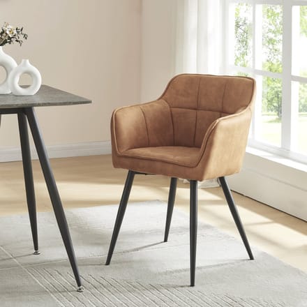 Eetkamerstoel Birmingham set van 2 fauteuils bruin en zwart [en.casa]