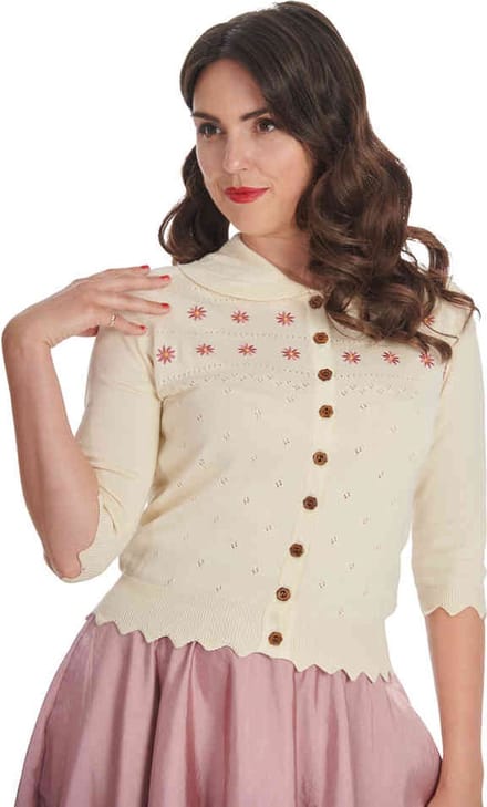 Banned - Rose Cardigan - S - Wit