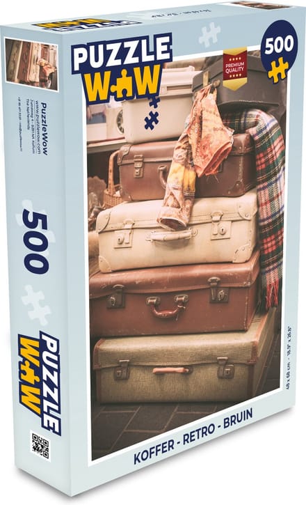 Puzzel Koffer - Retro - Bruin - Legpuzzel - Puzzel 500 stukjes