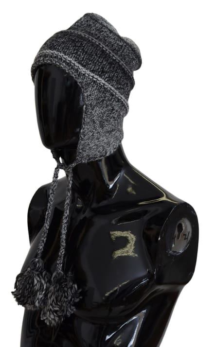 Balaclava Muts Wol Muts Grijze Pompon Muts