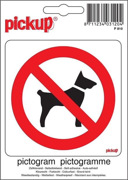 Pickup Pictogram 10x10 cm - Verboden voor honden
