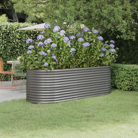 vidaXL - Plantenbak - 224x80x68 - cm - gegalvaniseerd - staal - grijs