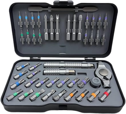 Magnetische ratelschroevendraaier - Precisie set - Doe-het-zelf klussen - 47-delige set - 7.1 inch grip - Grijs