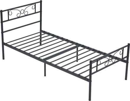 Metalen Bedframe - Zwart - 90x190cm - Incl. lattenbodem - 1 persoons