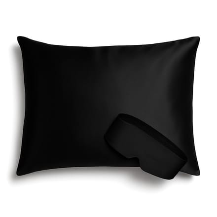 Perfect Sleep Set Black Pearl - Kussensloop & Slaapmasker - Silk Heaven - 50x70cm