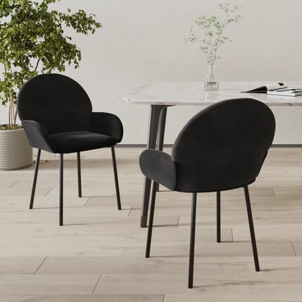 vidaXL - Eetkamerstoelen - 2 - st - fluweel - zwart