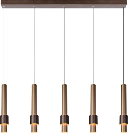 Lucide MARGARY - Hanglamp - LED Dimbaar - 5x4,2W 2700K - Koffie