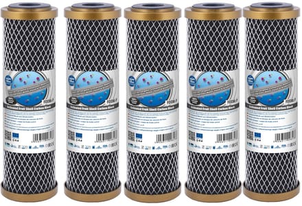Aquafilter 5 stuks ! Aktieve Kool filter FCCBL-G voor 10" filterhuis , carbonfilter