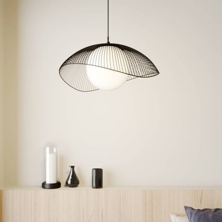 Lindby - hanglamp - 1licht - staal, glas - H: 19 cm - E27 - zwart, wit