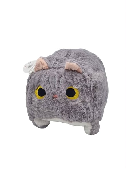 Happy Trendz® Squish Kussen Kat 24 cm | Zachte Knuffel | Squeeshie Plushe Kat | Grijs