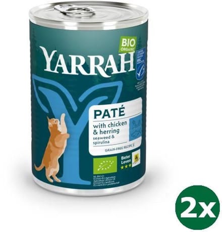 Yarrah cat blik pate vis kattenvoer 2x 12x400 gr NL-BIO-01