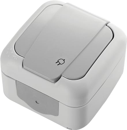 Panasonic Viko-Stopcontact-Wandcontactdoos-Opbouw-Spatwaterdicht-Randaarde-IP 54-Compleet