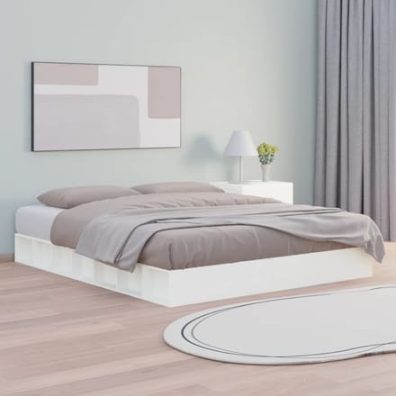 vidaXL - Bedframe - massief - hout - wit - 200x200 - cm