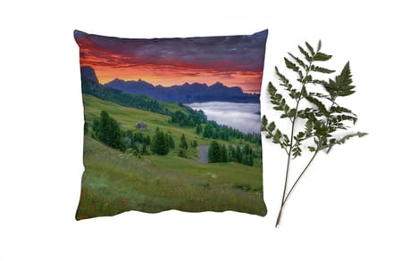 Sierkussens - Kussentjes Woonkamer - 60x60 cm - Gras - Bergen - Avond