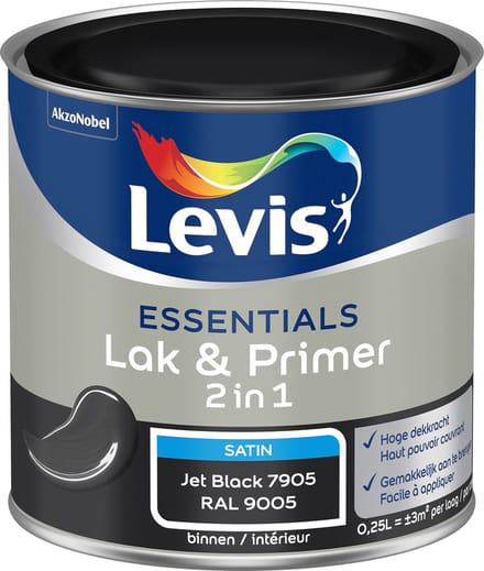 Levis - Essentials Lak & Primer - Jet Black (Ral 9005) - 0,25 L