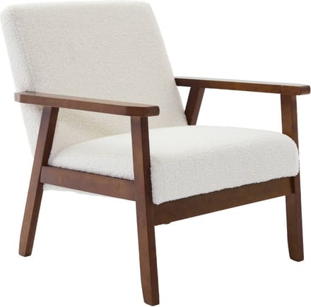 sweeek - Fauteuil met walnootkleurig hout en bouclé zitting - isak