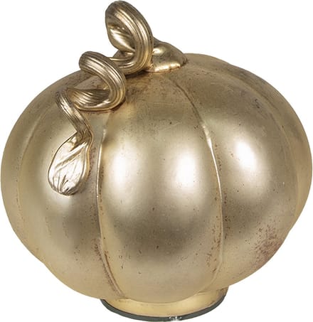 Clayre & Eef Decoratie Pompoen Ø 21x22 cm Goudkleurig Glas Herfst decoratie