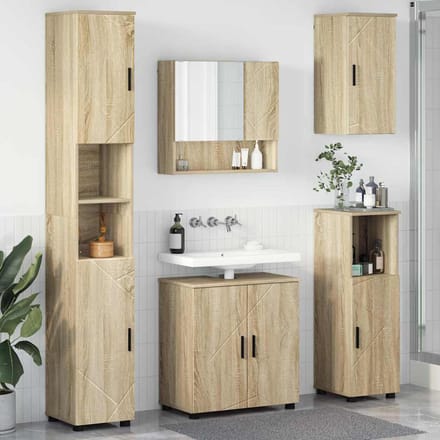 vidaXL - Badkamermeubel - Set - 5 - st - Sonoma - Eiken - 61 - x - 35 - x - 64 - cm