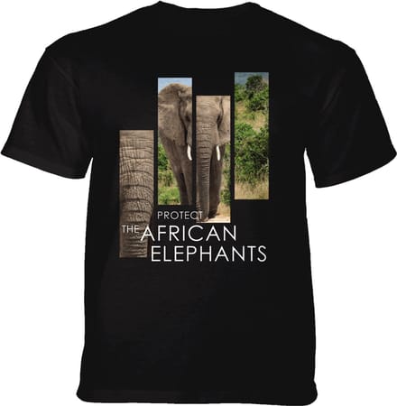 T-shirt Protect African Elephant Split Portrait Black S