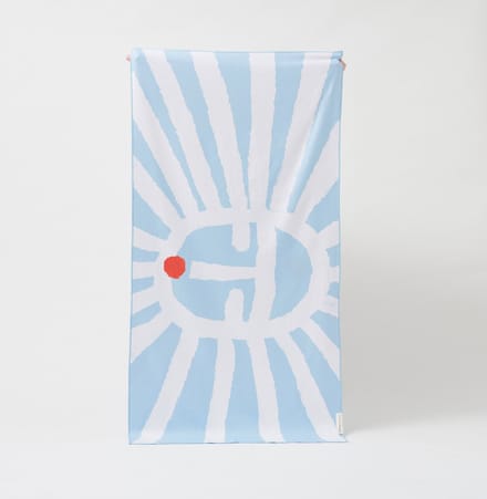 Sunnylife - Beach Strandlaken Microvezel Sunface 175 x 90cm - Polyester - Blauw