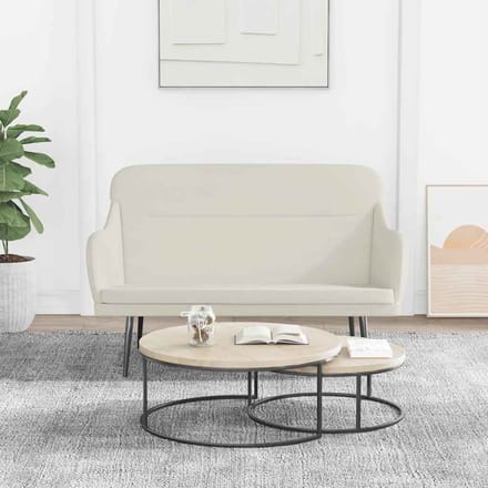 vidaXL - Bankje - 110x76x80 - cm - fluweel - crèmekleurig