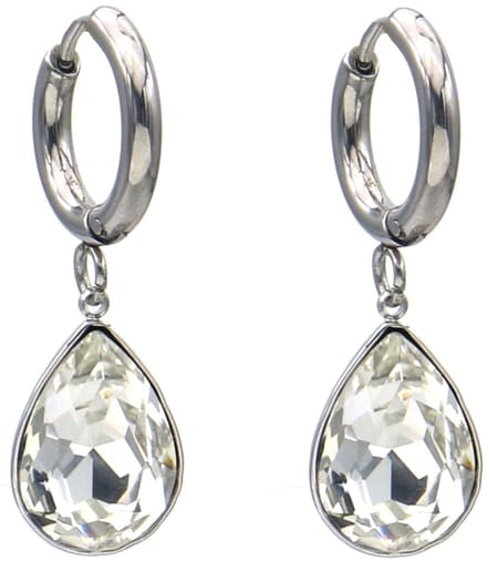 Oorbellen kristal - zilverkleurig - 3.5 cm