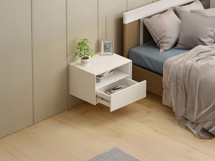 Vente-unique Set van 2 wandhangende nachtkastjes - MDF - Wit - CALDRIN