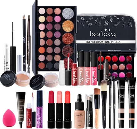 Complete 28-delige Make-up Set met Oogschaduw, Lippenstift, Borstels en Toilettas voor Perfecte Look