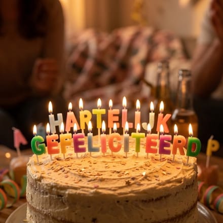 Taart kaarjes in de letters Hartelijk Gefeliciteerd