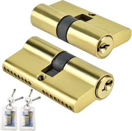 Igoods Cilinderslot - Profielcilinder - Deurcilinder - 60mm Dubbele cilinder - Incl 5 Sleutels - Goudkleurig - 2st