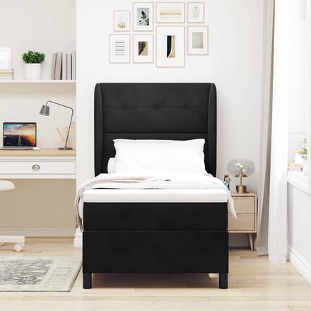 vidaXL - Boxspring - bed - met - hoofdeinde - Zwart - 200 - x - 80 - cm - Fluweel