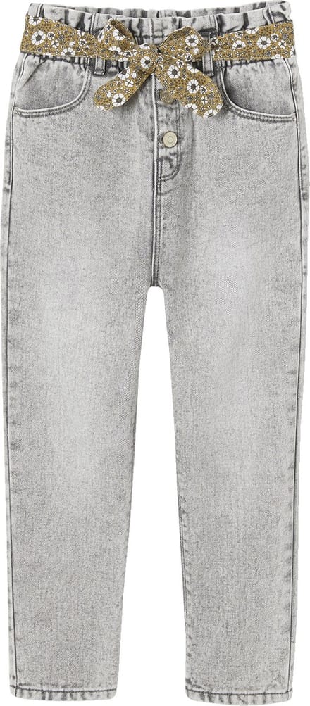 Vertbaudet Paperbag jeans met bloemenriem voor meisjes