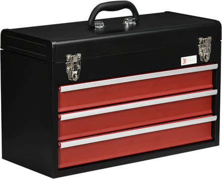 DURHAND-Werkzeugkiste-Stahl-51L x 22B x 32H cm-Schwarz+Rot
