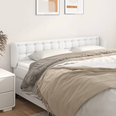vidaXL - Hoofdbord - met - randen - 203x23x78/88 - cm - kunstleer - wit